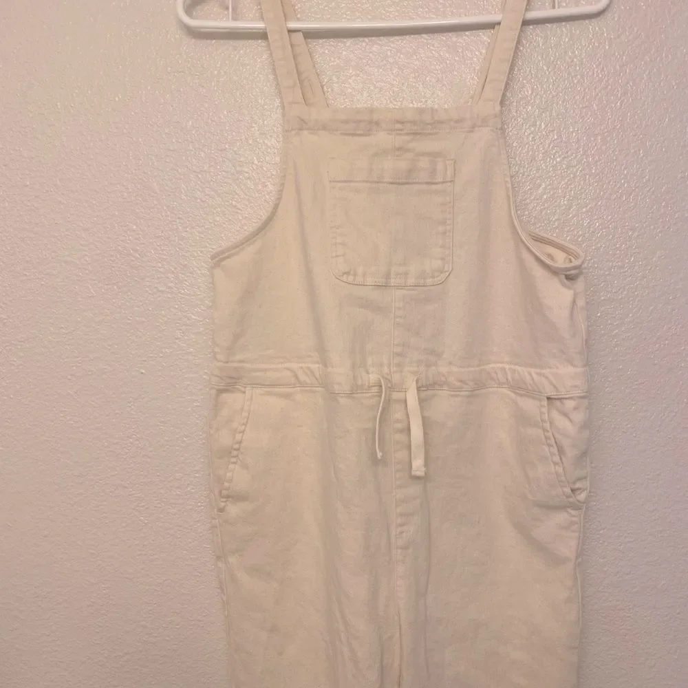 Free Assembly Slouchy Overalls white cream cotton canvas lagenlook teen 14-16